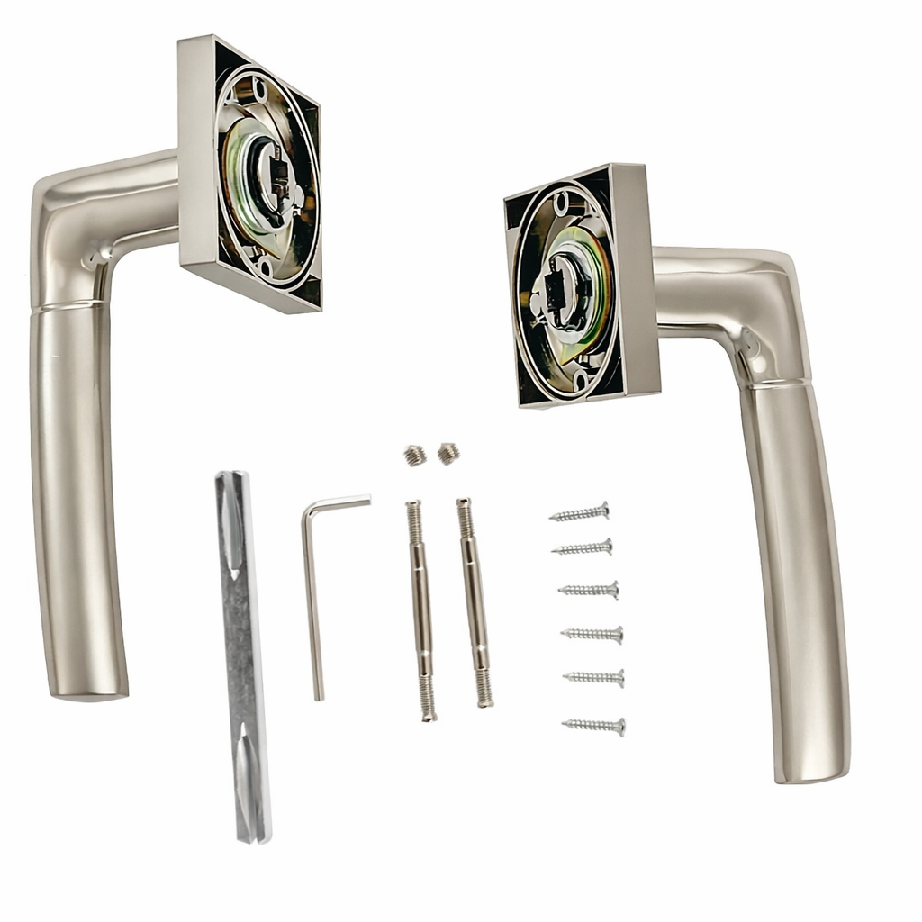 Manilla modelo '430A' de aluminio para puertas en acabado níquel combinado