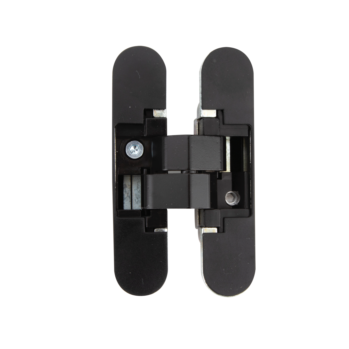 Bisagra oculta invisible en negro ajustable en 3 ejes para puertas