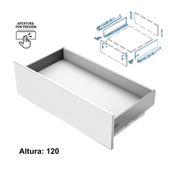 Cajón modular-Slim blanco de apertura a presión de 120 de alto y 300 de ancho