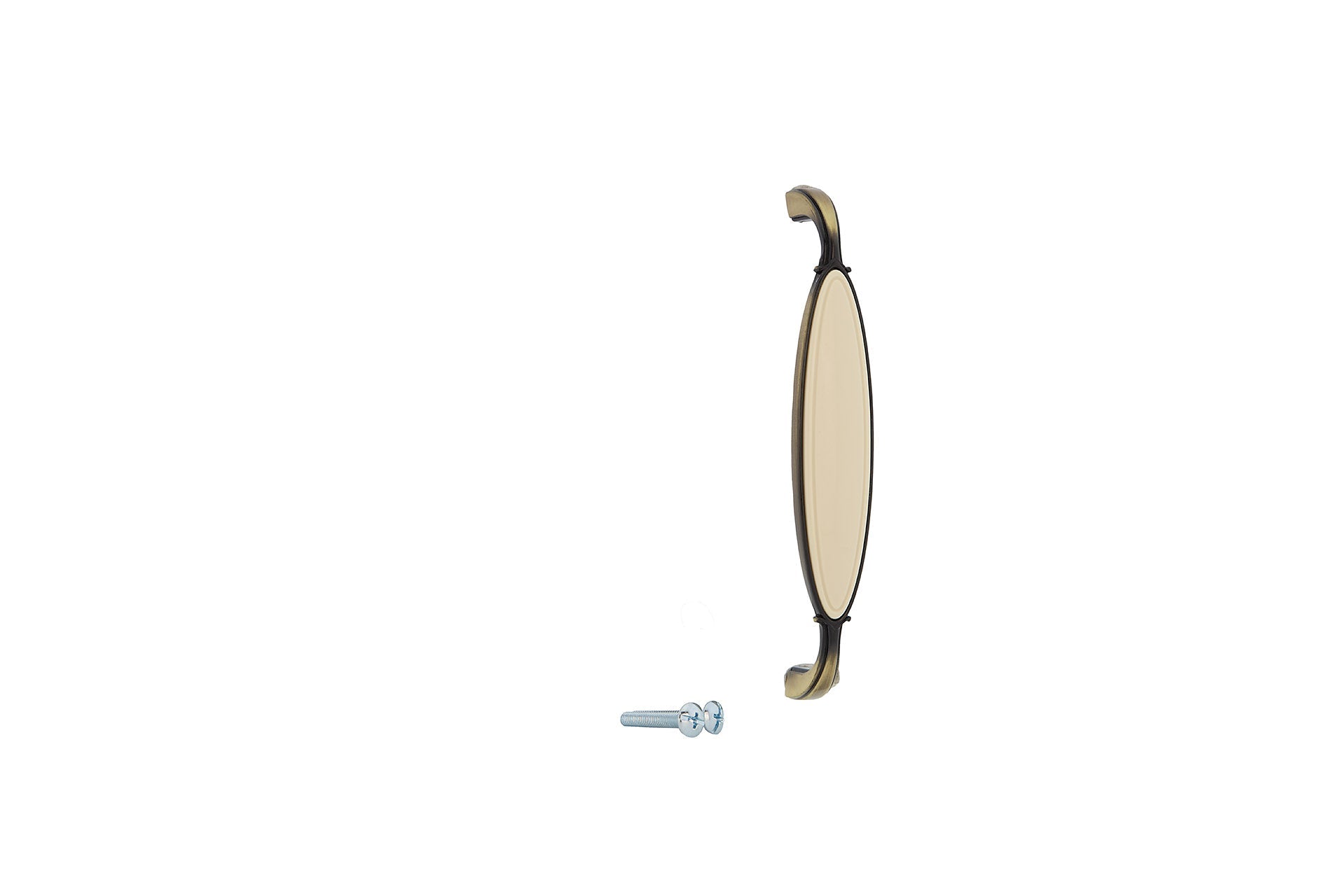 Tirador de cuero y porcelana para muebles y armarios 128mm entre ejes