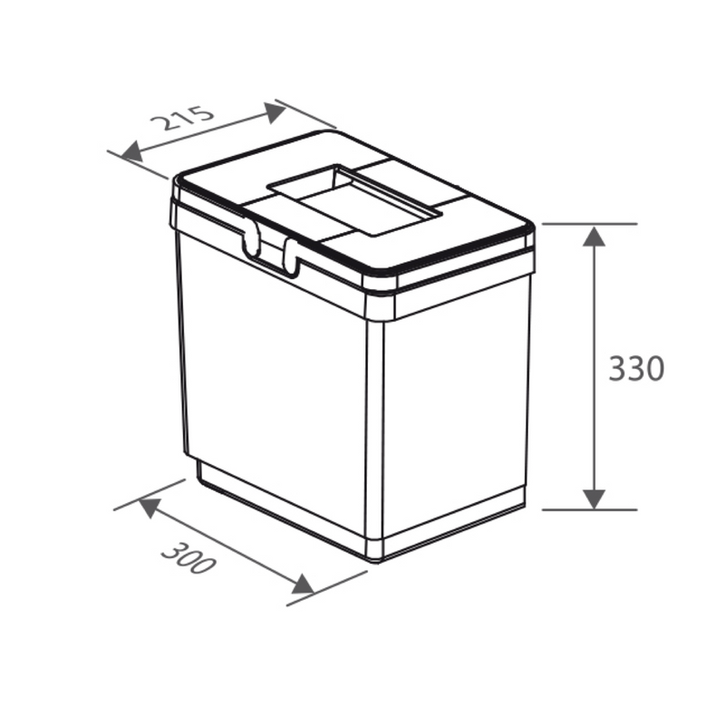 Cubo en PVC de 300x215x330mm gris capacidad 15L para basura orgánica