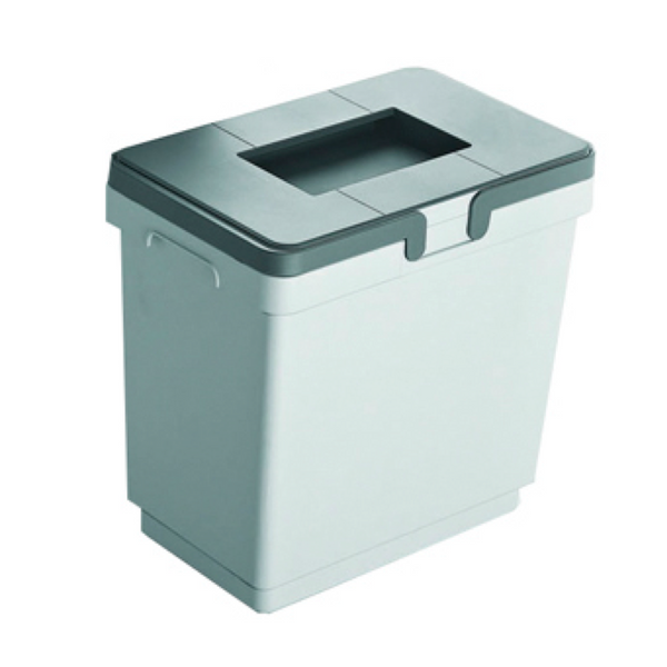 Cubo en PVC de 300x215x330mm gris capacidad 15L para basura orgánica