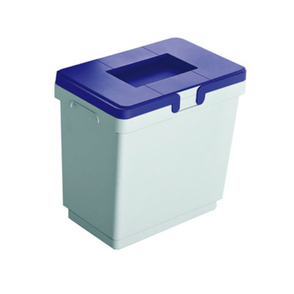 Cubo de basura en PVC de 300x215x330mm azul capacidad 15L para papel y cartón