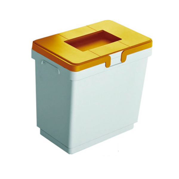 Cubo de basura en PVC de 300x215x330mm naranja capacidad 15L para plástico y envases metálicos