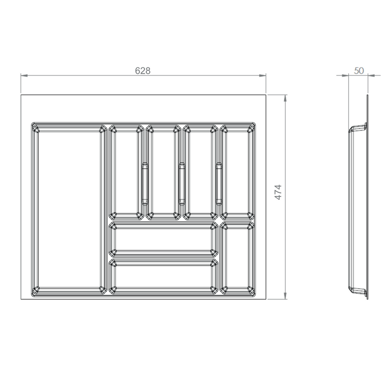 Cubertero SLIM blanco de 700mm de ancho y 474 de fondo ideal para cajones