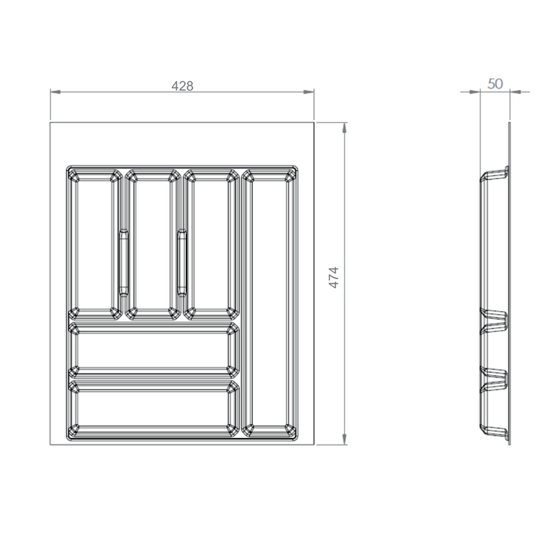 Cubertero SLIM blanco de 500mm de ancho y 474 de fondo ideal para cajones