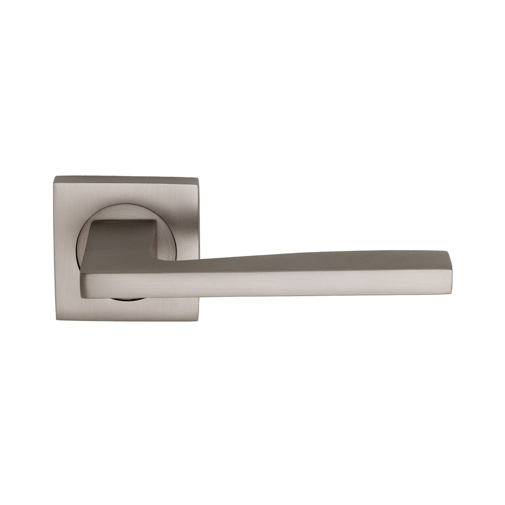 Manilla modelo '10-23' de aluminio con roseta cuadrada en níquel mate