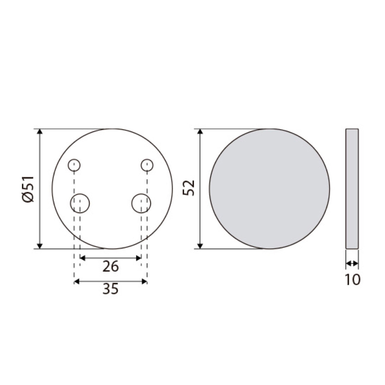 Escudo/bocallave de seguridad ciego de acero inoxidable de 52mm de diámetro
