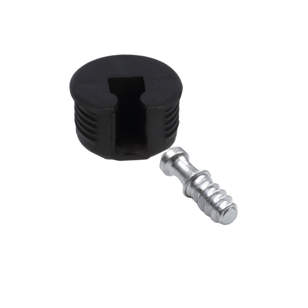4 soportes ocultos negros de PVC con enganche para fijación de baldas y ensamblado de tableros