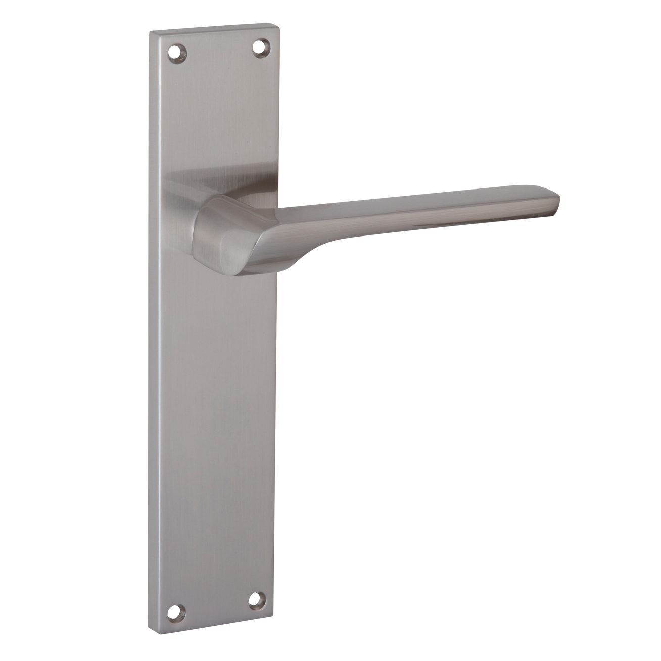 Manilla modelo 559 con placa rectangular de zamak acabado níquel satinado para puertas