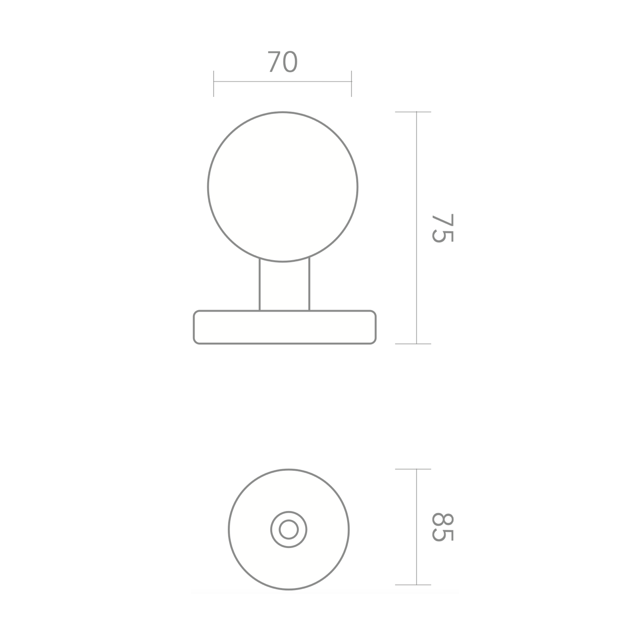 Pomo para puerta de entrada de acero inoxidable con forma de seta con aros