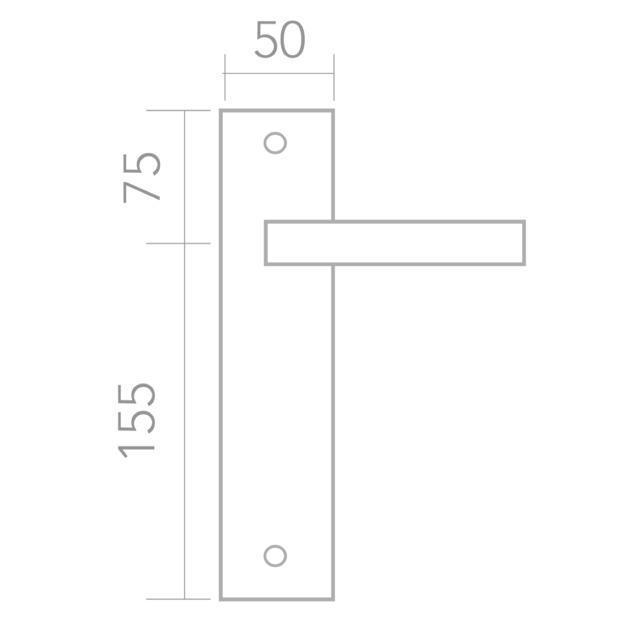 Manilla modelo '220' de zamak con placa rectangular acabado negro para puertas