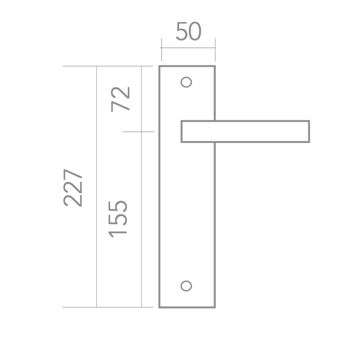 Manilla modelo '530' con placa rectangular de para puertas