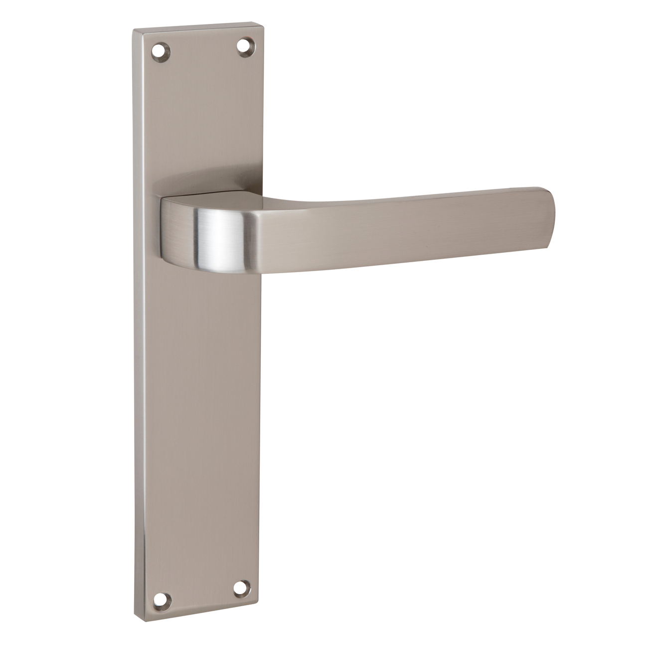 Manilla modelo '710' de zamak con placa rectangular acabado níquel satinado para puertas