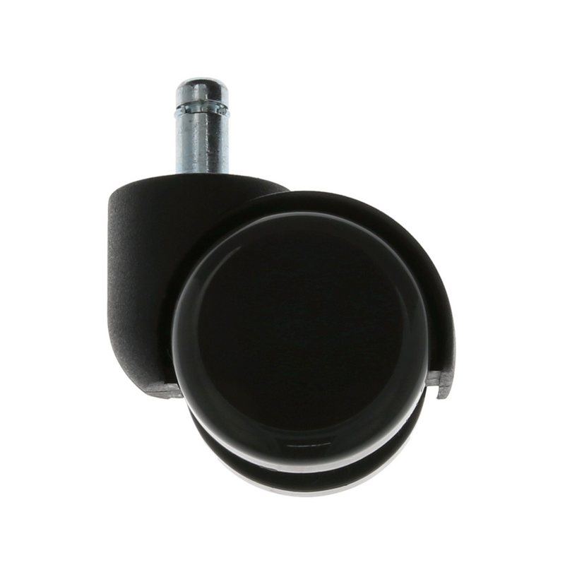 Rueda Ø50mm de nylon negro con banda de goma y collar para 50kg con espiga y anilla ideal para muebles