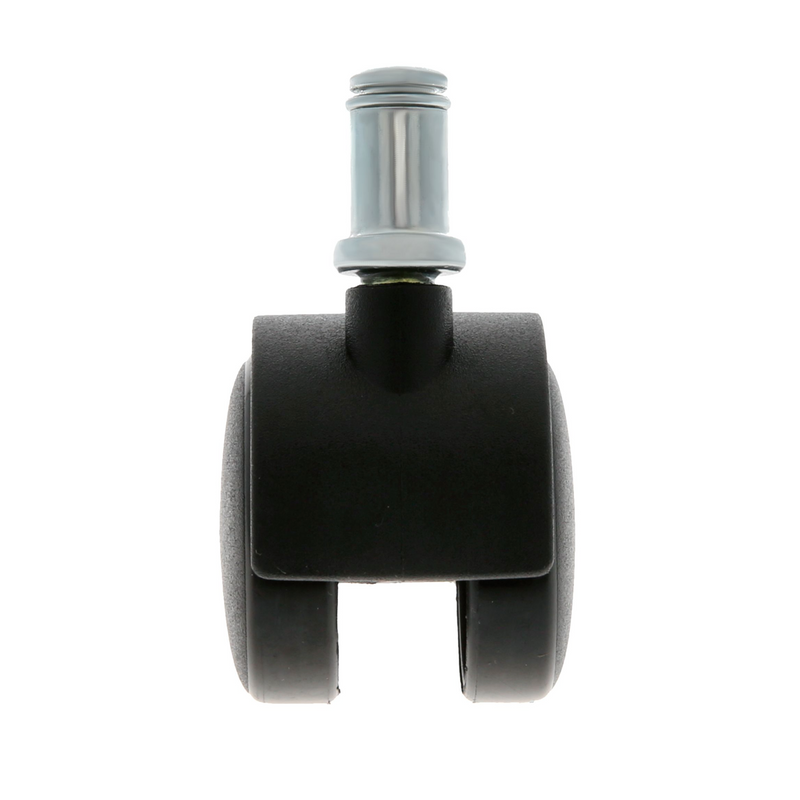 Rueda de nylon negro Ø50mm de métrica 11 con espiga y anilla para muebles