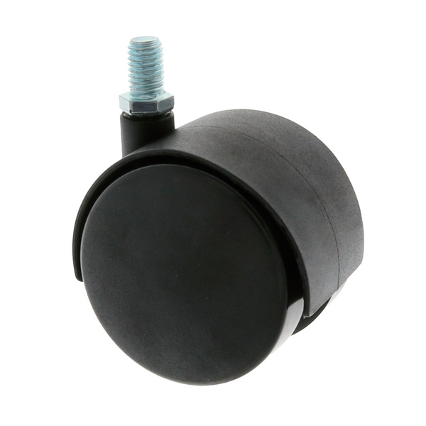 Rueda Ø50mm de nylon negro para 50kg con espiga roscada ideal para muebles