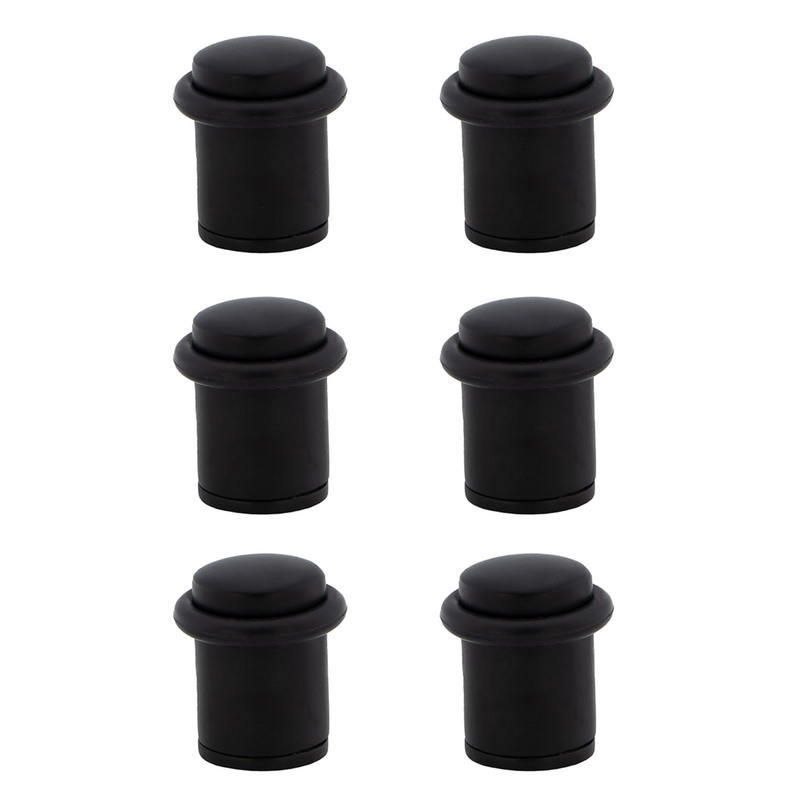 6 topes de puerta cilíndricos negros con amortiguador de goma y 20mm de diámetro
