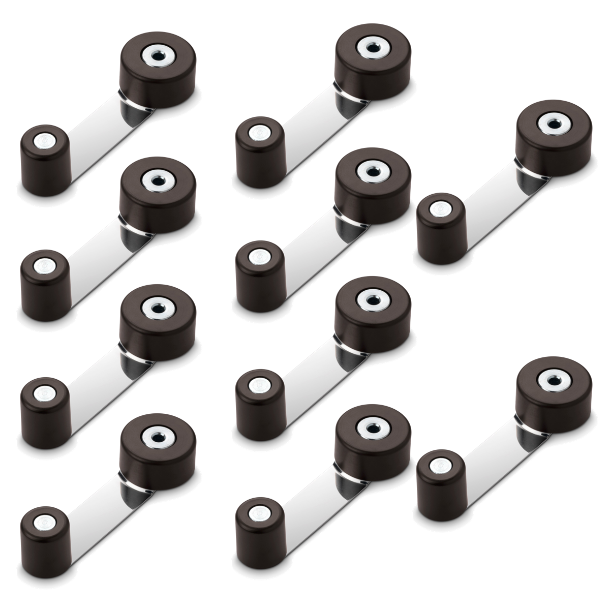10 retenedores y topes giratorios marrones adhesivos con base metálica para puertas