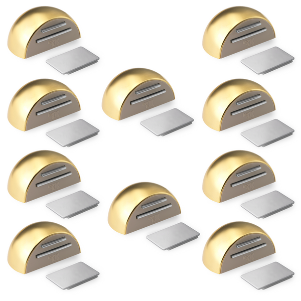10 retenedores de puerta adhesivos imantados dorados con placa de acero inoxidable