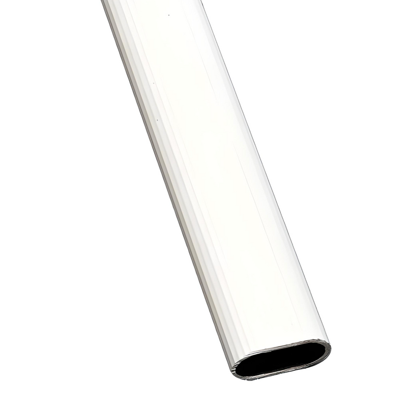 Tubo blanco ovalado estriado de armario fabricado en aluminio de 2 metros y 30x15mm de perfil