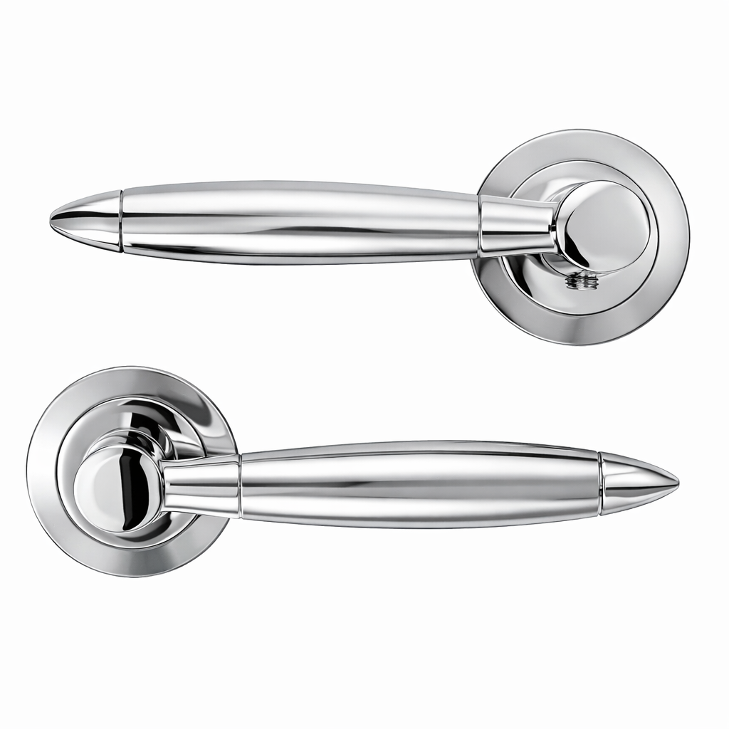 Manilla modelo '630' de ZAMAK con Roseta Redonda y asa gorda bicolor para puertas