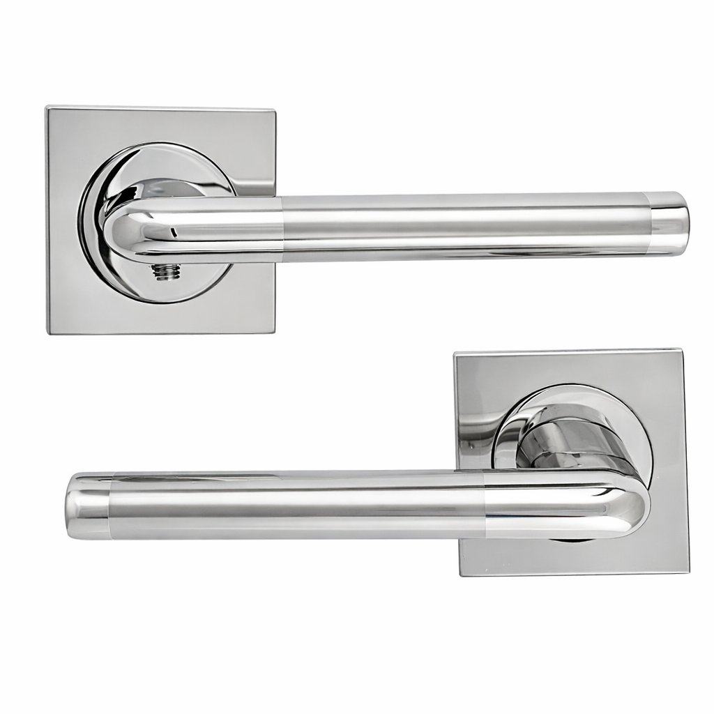 Manilla modelo '140' en zamak con Roseta Cuadrada y acabado bicolor para puertas