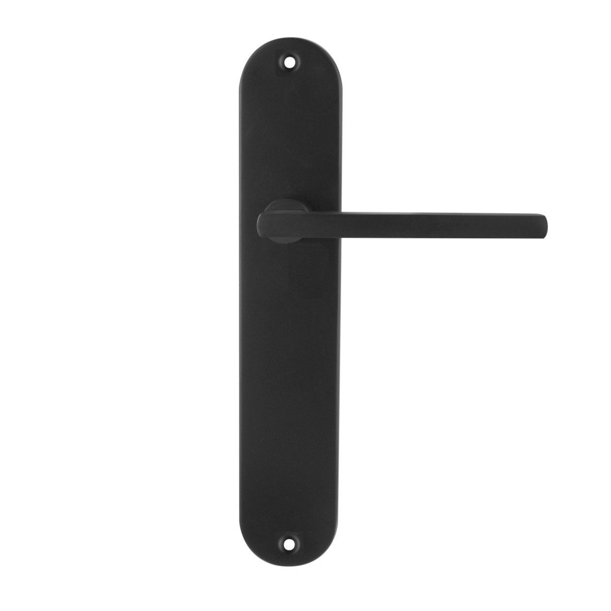 Manilla con placa ovalada acabado negro mate para puertas modelo 530
