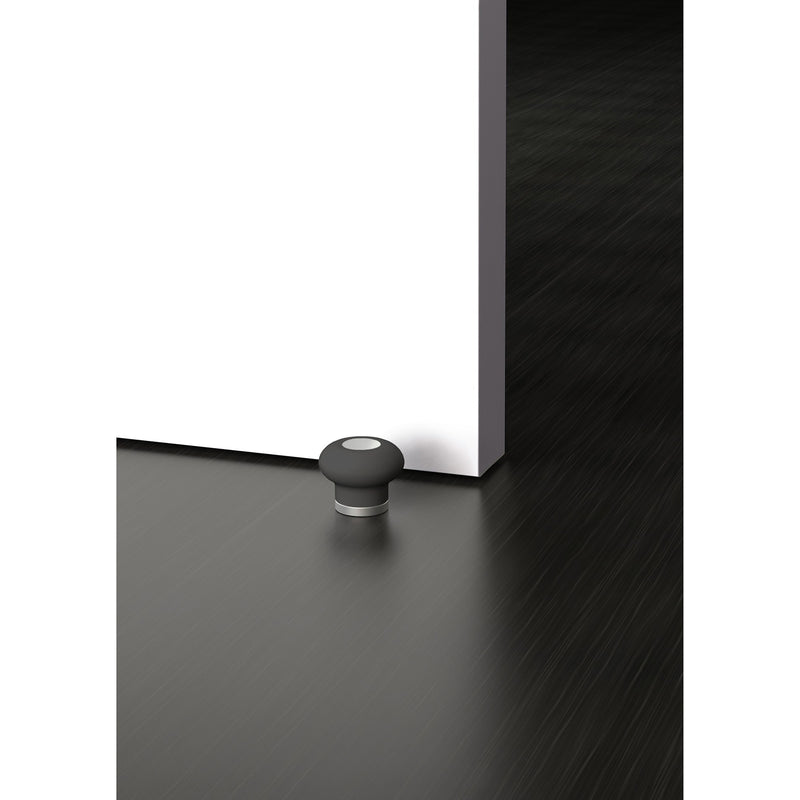 Tope de puerta adhesivo suave con forma seta de aluminio acabado negro mate
