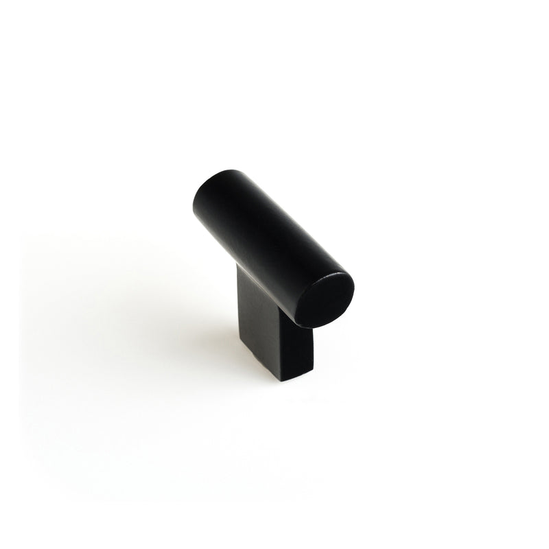 Pomo moderno con forma de T de latón en acabado negro mate para cajones