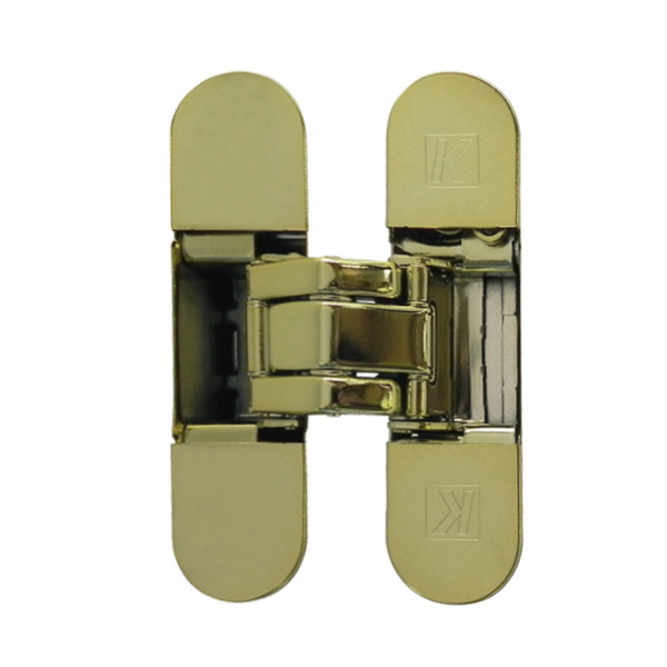 Bisagra oculta K8000 de 31mm de ancho dorada para puertas rasantes