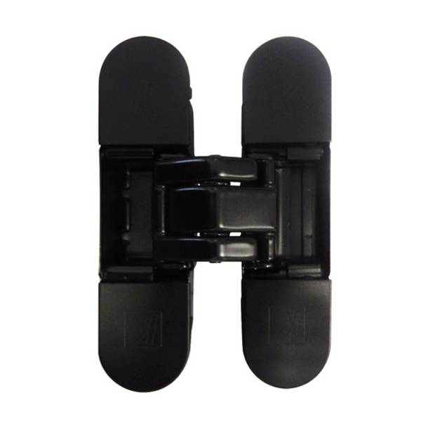 Bisagra oculta K8000 de 31mm de ancho negra para puertas rasantes
