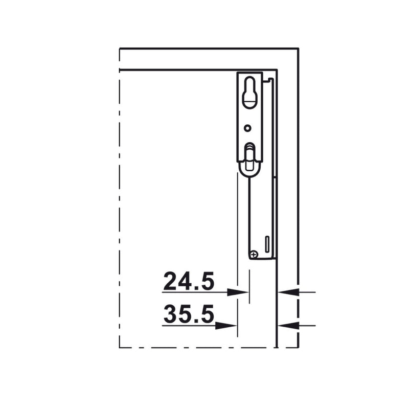 X2 compás blanco para puertas elevables de menos de 13,4kg Hafele Free Space