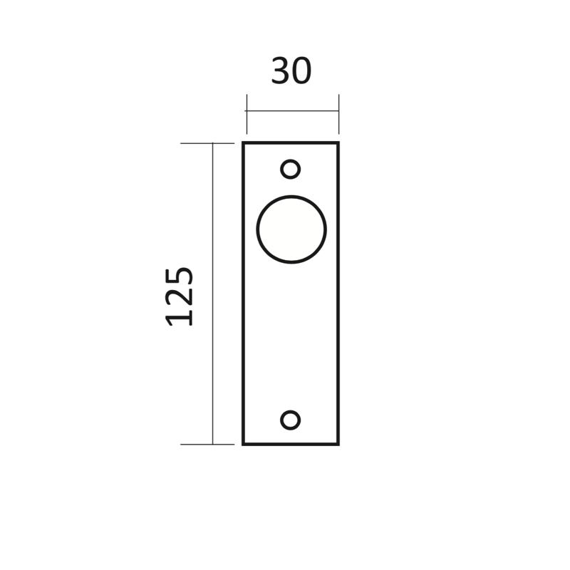 Medidas de Pomo Rectangular acabado negro ideal para muebles y armarios de 125 x 30mm