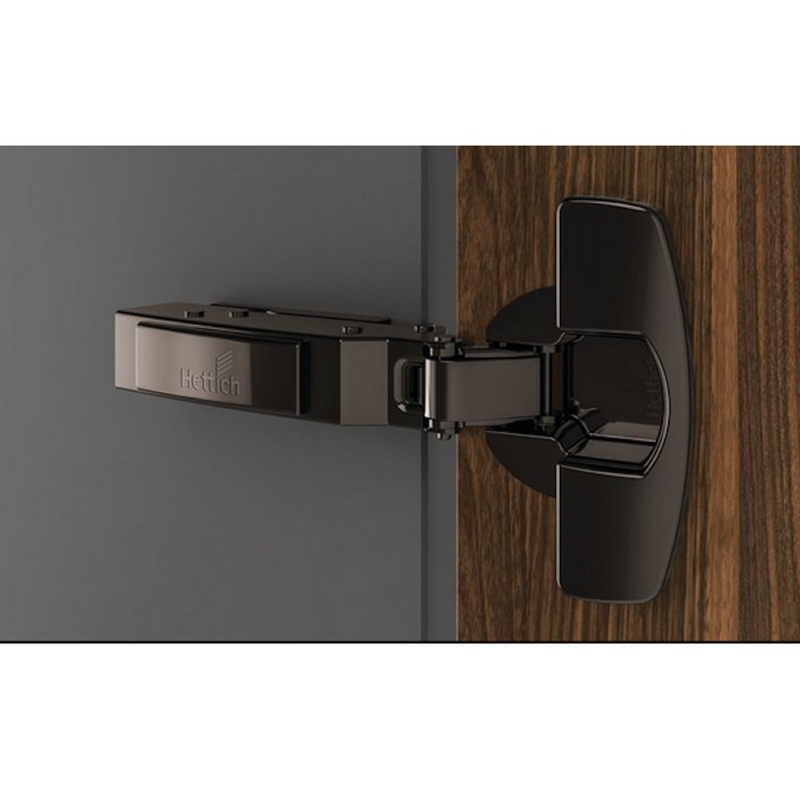 Bisagra recta negra Sensys con amortiguador apertura 95º para puertas gruesas