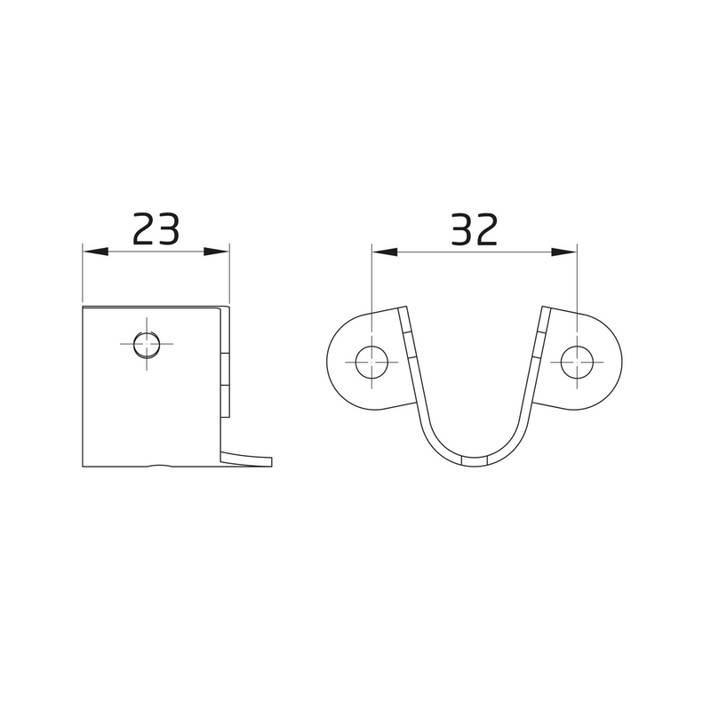 2 soportes de contera para persiana de acero 32x23mm