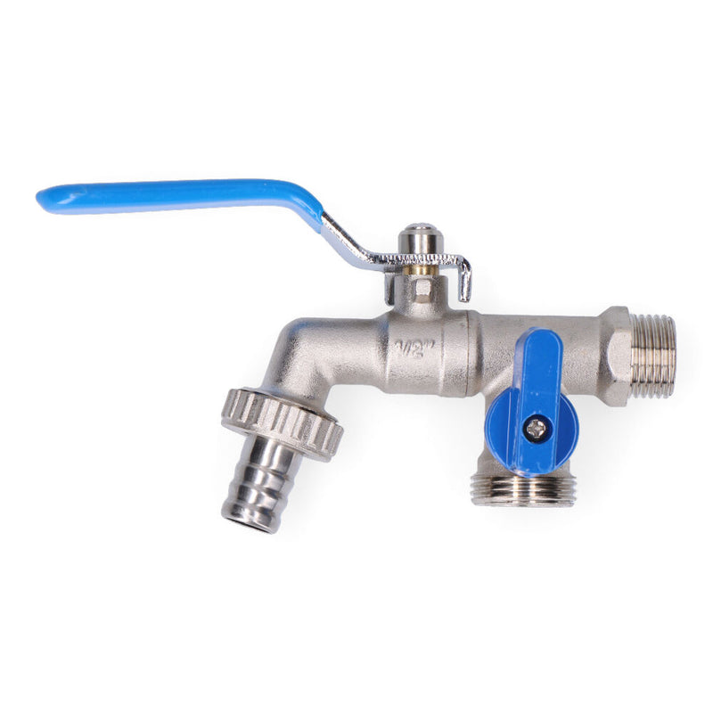 Double Outlet Ball Valve With 1/2" X 3/4" X 3/4" Elbow (Packaged)