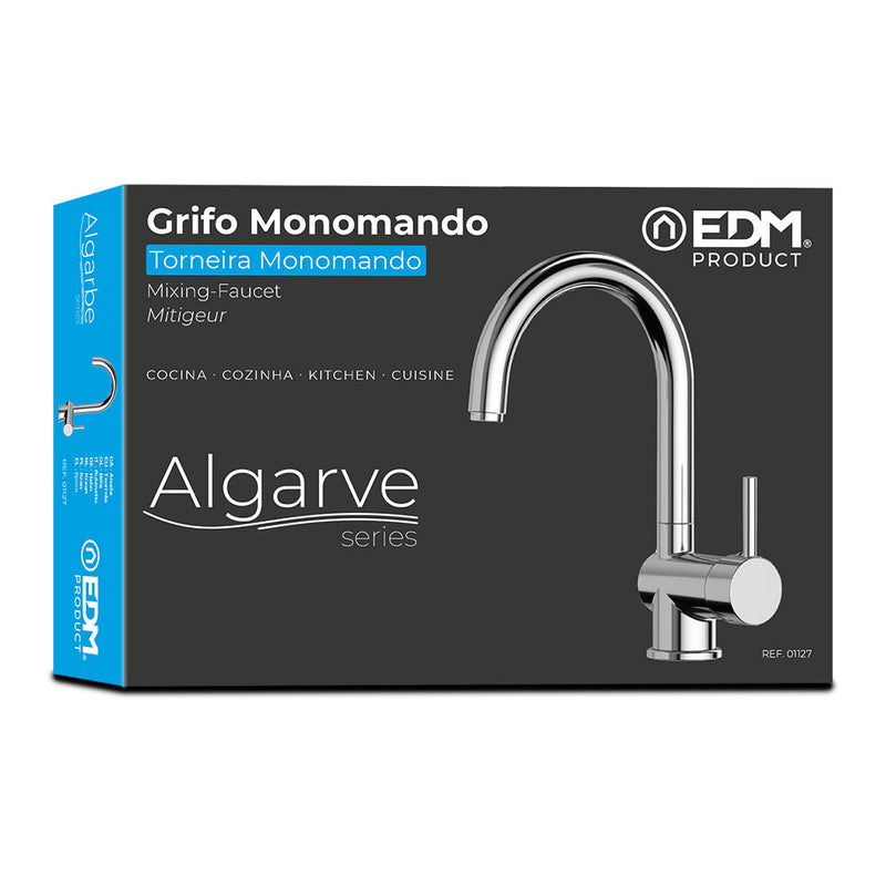 Grifo Monomando De Cocina Caño Alto, Serie Algarve, Edm