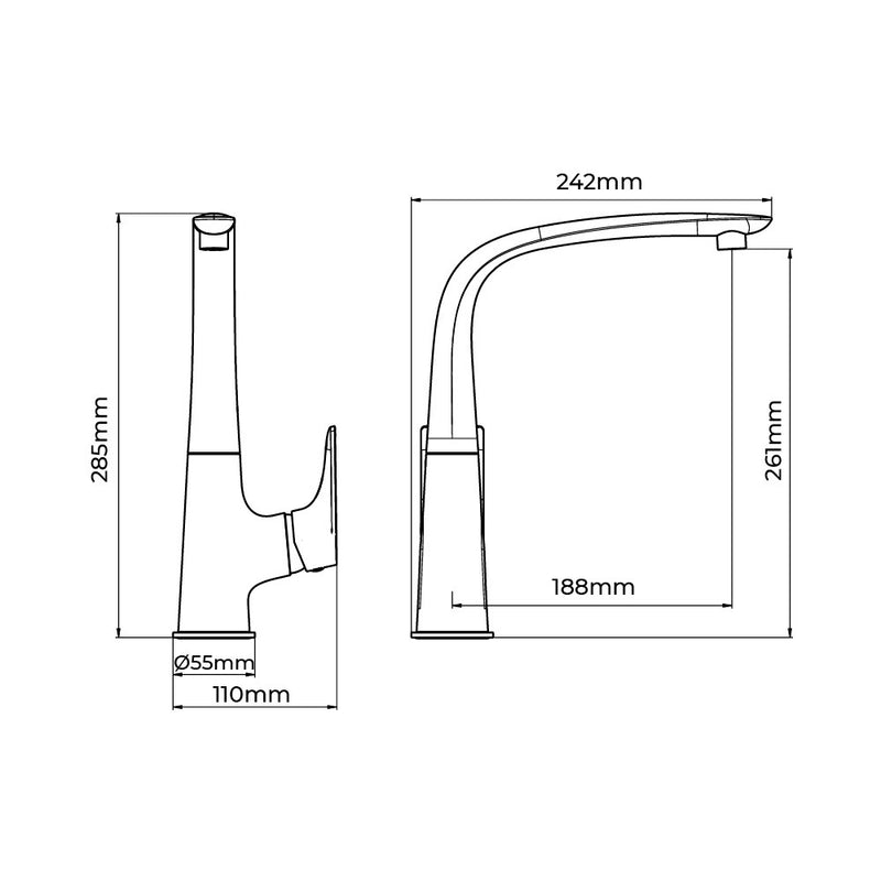 Single-Handle Kitchen Faucet High Spout, Cascais Series, Edm