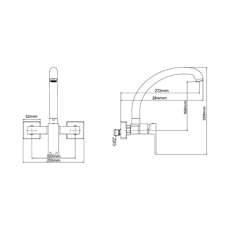 Single-lever kitchen faucet with high spout, built-in, Getaria series, Edm