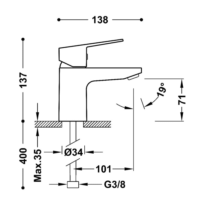 Single-lever basin tap Ref: 21510310 Tres