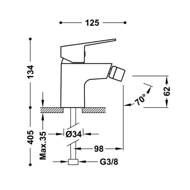 Single-lever bidet tap Ref: 21512010 Tres