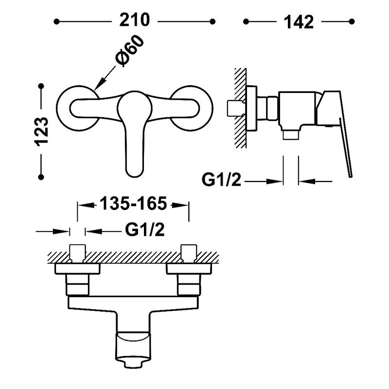 Wall-mounted shower mixer Ref: 21516710 Tres