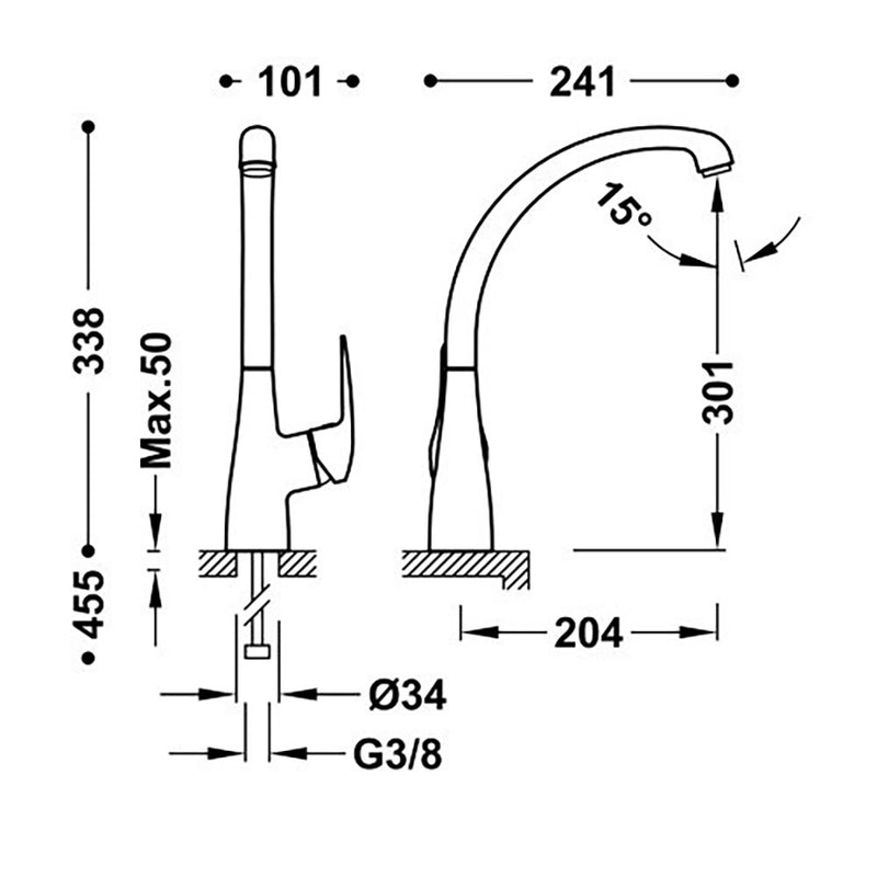 Cold Kitchen Single Lever Faucet Shelf Ref: 21644720 Three