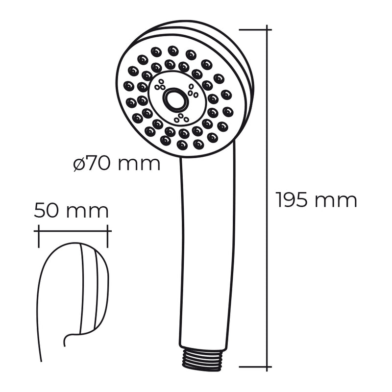 Anti-limescale shower handle, classic, 3 functions, chrome colour, Edm