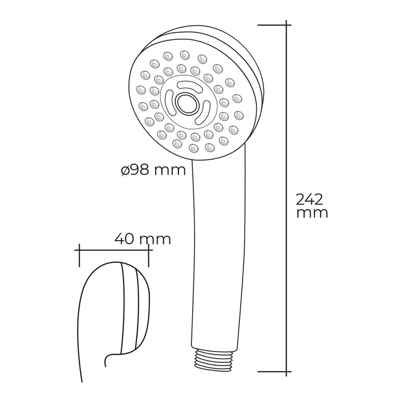 Anti-limescale shower handle, modern, 3 functions, chrome colour, Edm