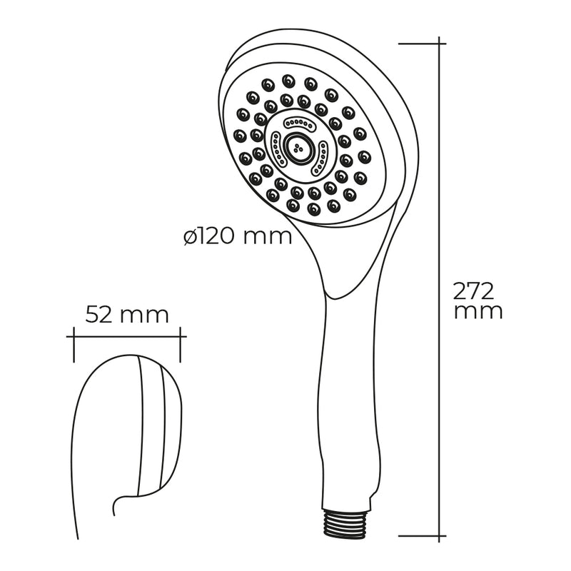 Anti-limescale shower handle, modern, 6 functions, chrome colour, Edm