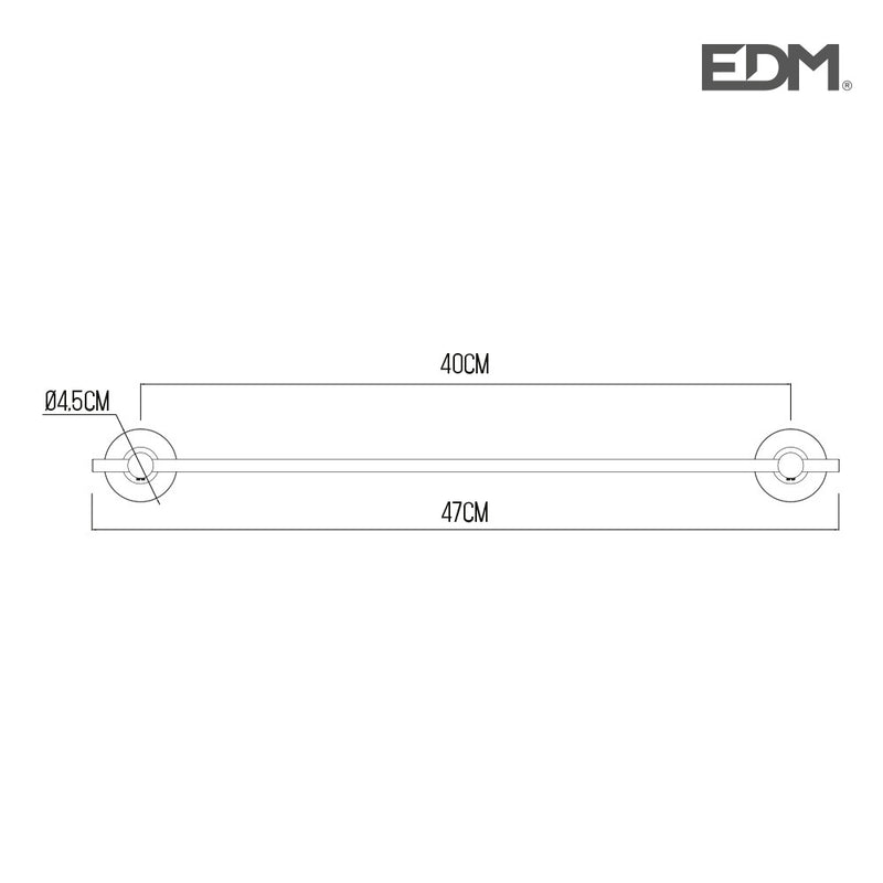 Chrome Bar Towel Rail 47cm (Packaged) Edm