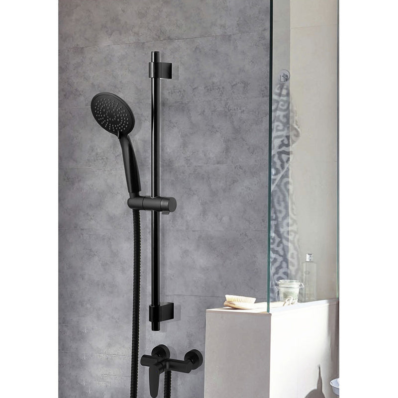 Shower Bar With Hose And Handle, Young Line Series Matt Black 25451100 Wenko