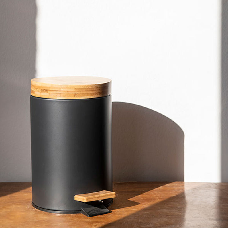 Andrea House Black/Bamboo Pedal Bin 3L